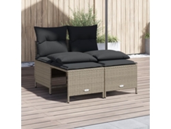Conjunto de piezas. Sofás Jardim C/ Almofadões Vime Pe Cinzento Claro Dkd Home Decor