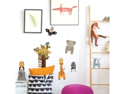 Pegatina Decorativa PLAGE Simba rodeado de Animales de la Sabana Decoración Infantil 68 cm X 48 cm