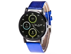 Reloj De Pulsera De Cuarzo Para Hombre Y Mujer Con Correa De Cuero Pu Zhoulianfa (azul)