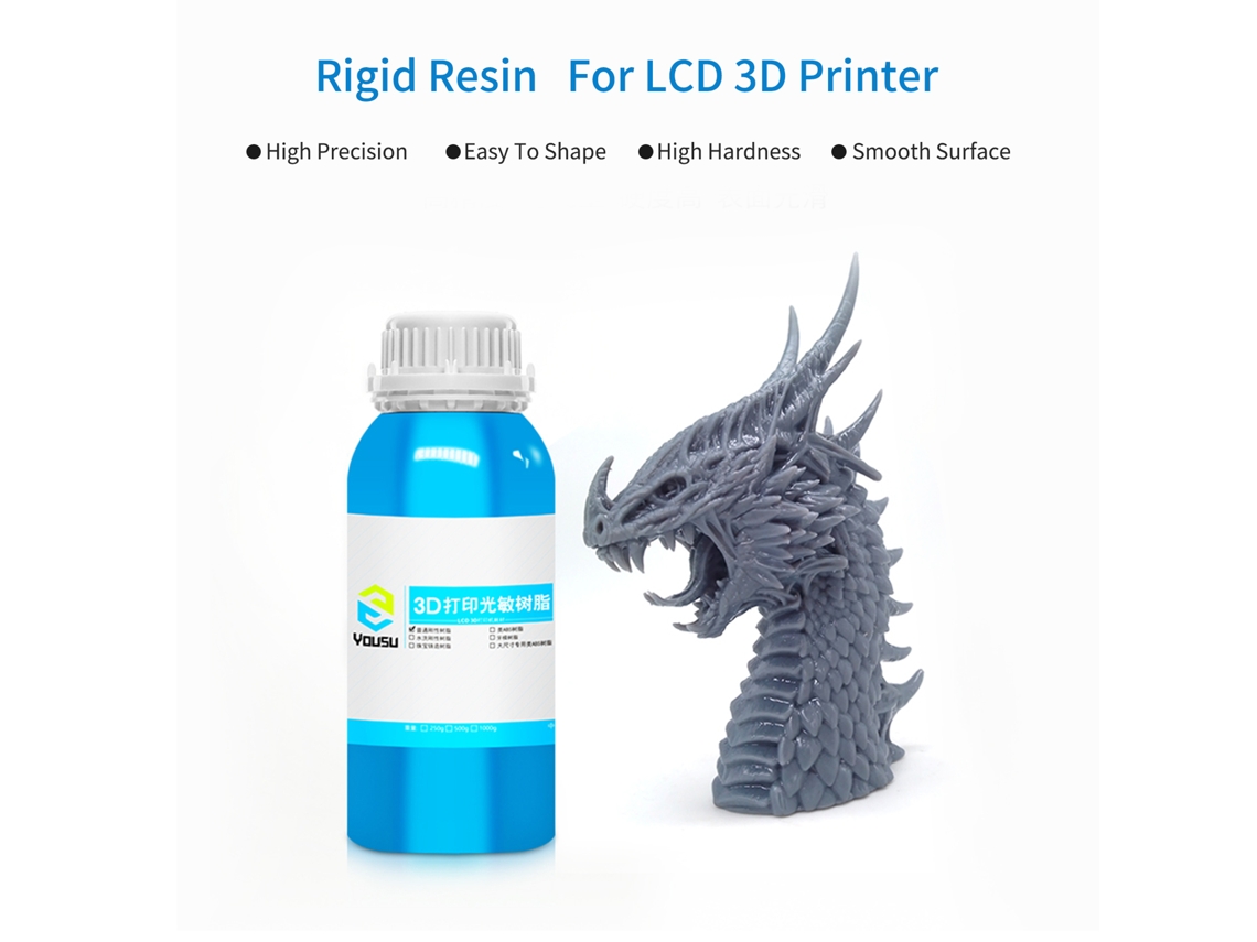 Resina Rígida 95d Para Impresora 3d Lcd 405nm Material De Impresión Líquido 1000g Transparente Yousu