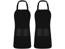 Medias de cocina ajustables (2 unidades) resistentes al agua y al aceite con bolsillos para chef - Negras