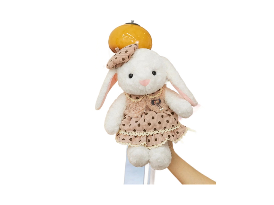 Pelúcia Coelho com Boina Estilo Chanel Marrom CHABERLU