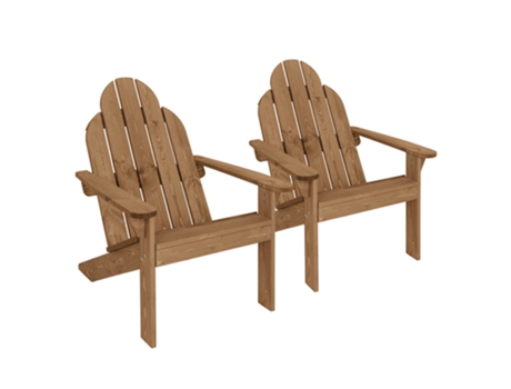 2x Sillas de jardín mecedora madera abeto Adirondack con respaldo asiento marrón ECD GERMANY