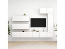 Conjunto de 7 piezas de muebles para TV con derivados de madera, blanco, DKD HOME DECOR