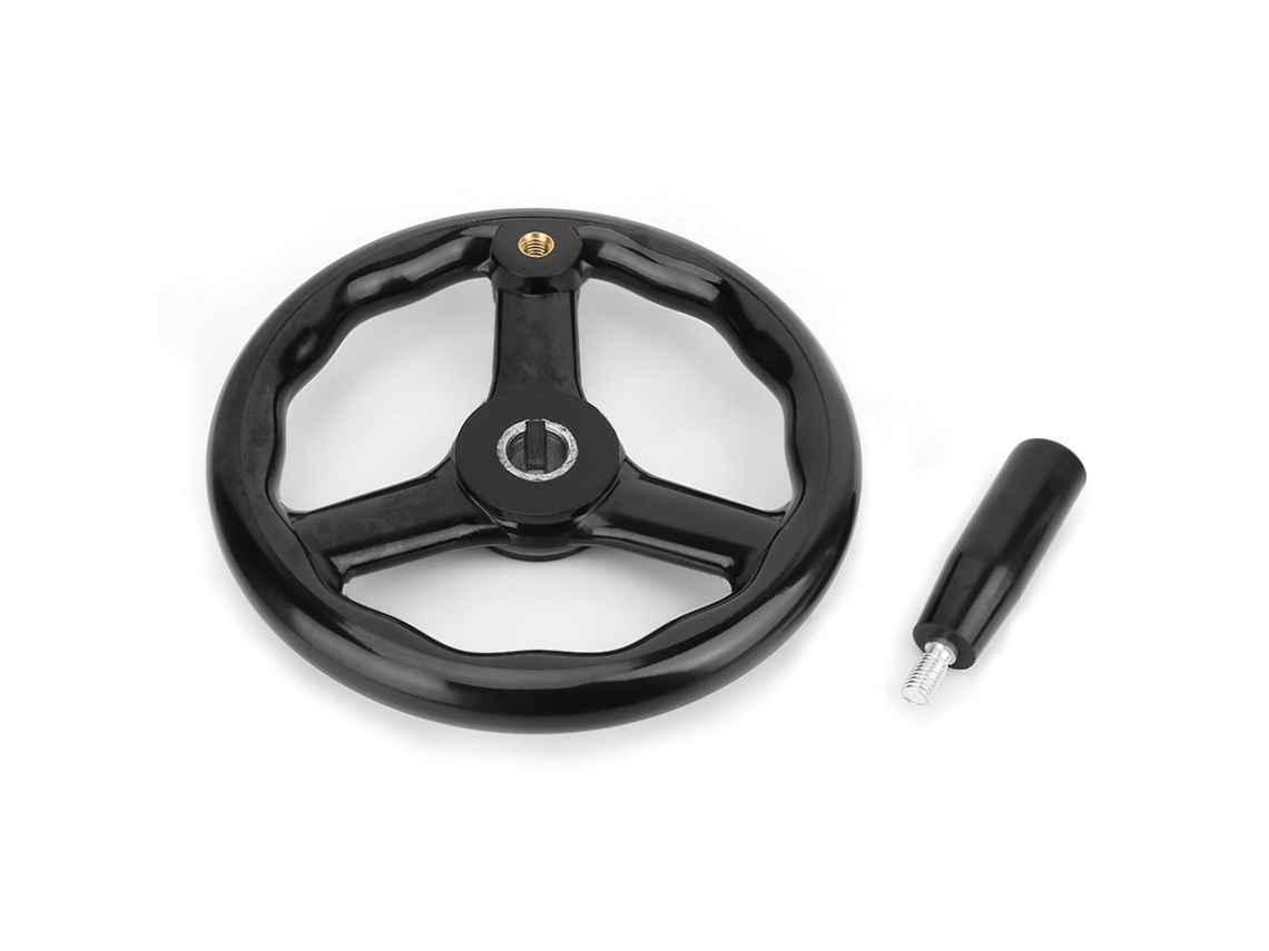 Volante de 3 radios antiadherente de fenolformaldehído negro para máquinas herramienta (200 x 18 mm)