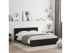 Estructura De Cama Con Cabecero Negra 140x200 Cm