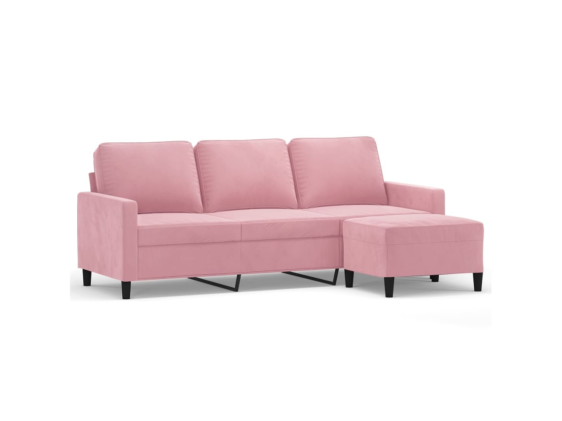 Maison Exclusive - Sofá De 3 Plazas Con Taburete De Terciopelo Rosa180 Cm