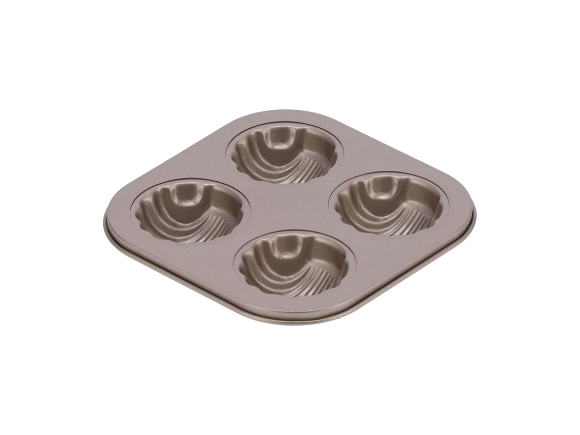 MEOIRUERY Molde de Horno Cuadrado con 4 Cavidades, Antiadherente, de Acero al Carbono Duradero, para Microondas (Molde Profundo)