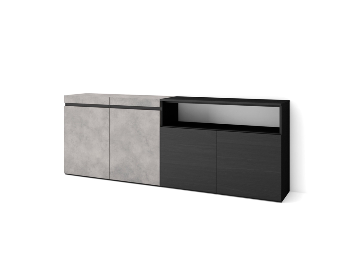 Aparadores para salón 200x75x35cm 4 Puertas Armario zapatero Cemento