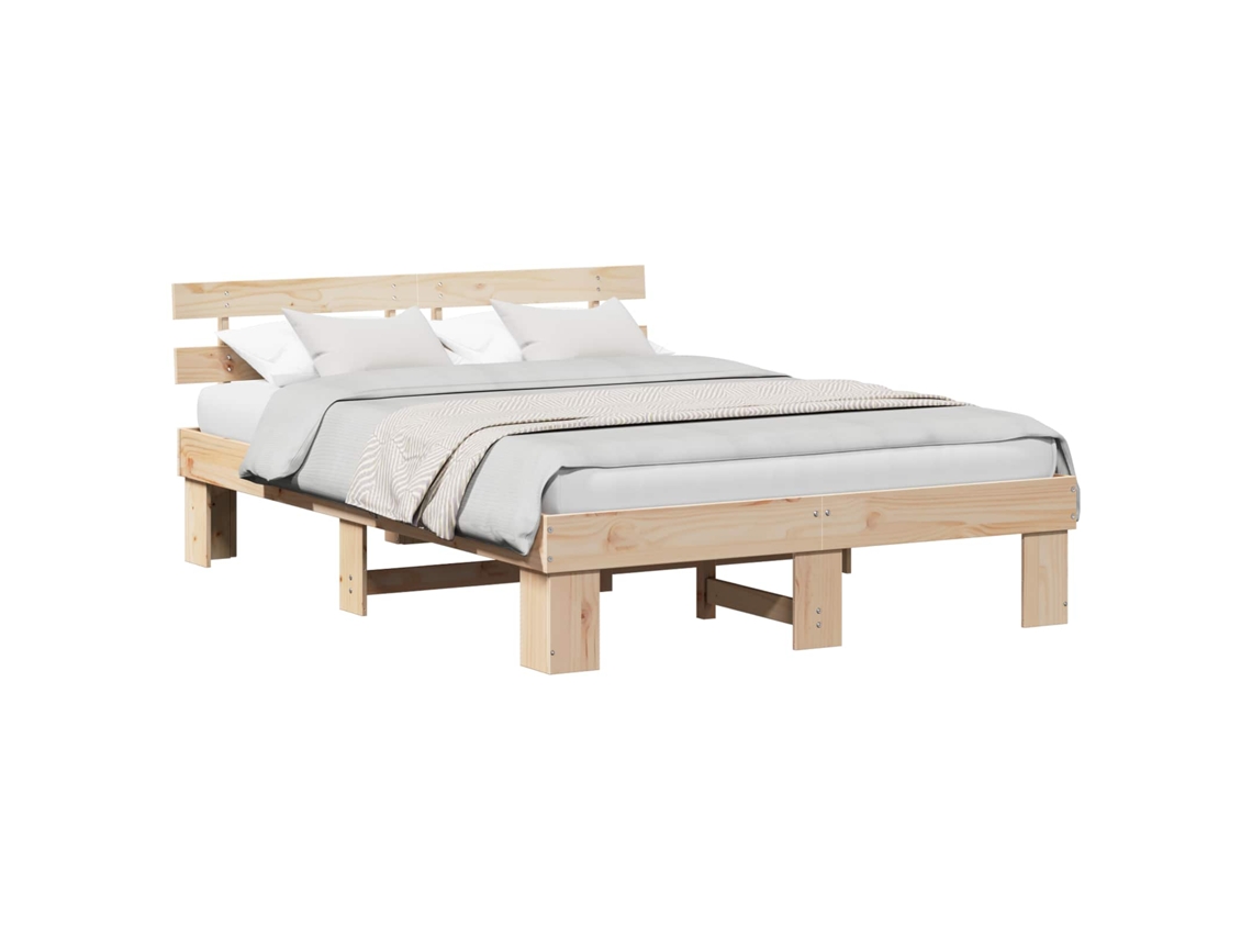 Maison Exclusive - Estructura De Cama Natural 140 X 200 Cm Madera De Pino Macizo