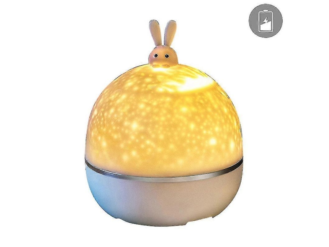 Lámpara Proyector Giratoria Con Diseño De Conejo, Luz Nocturna Con 8 Diapositivas - Regalo De Cumpleaños Para Niños
