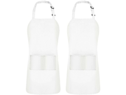 2026-32490-delantal De Babero Ajustable (2 Pack) Resistente Al Agua Y Aceite Con Bolsillos Para Cocina Blanca