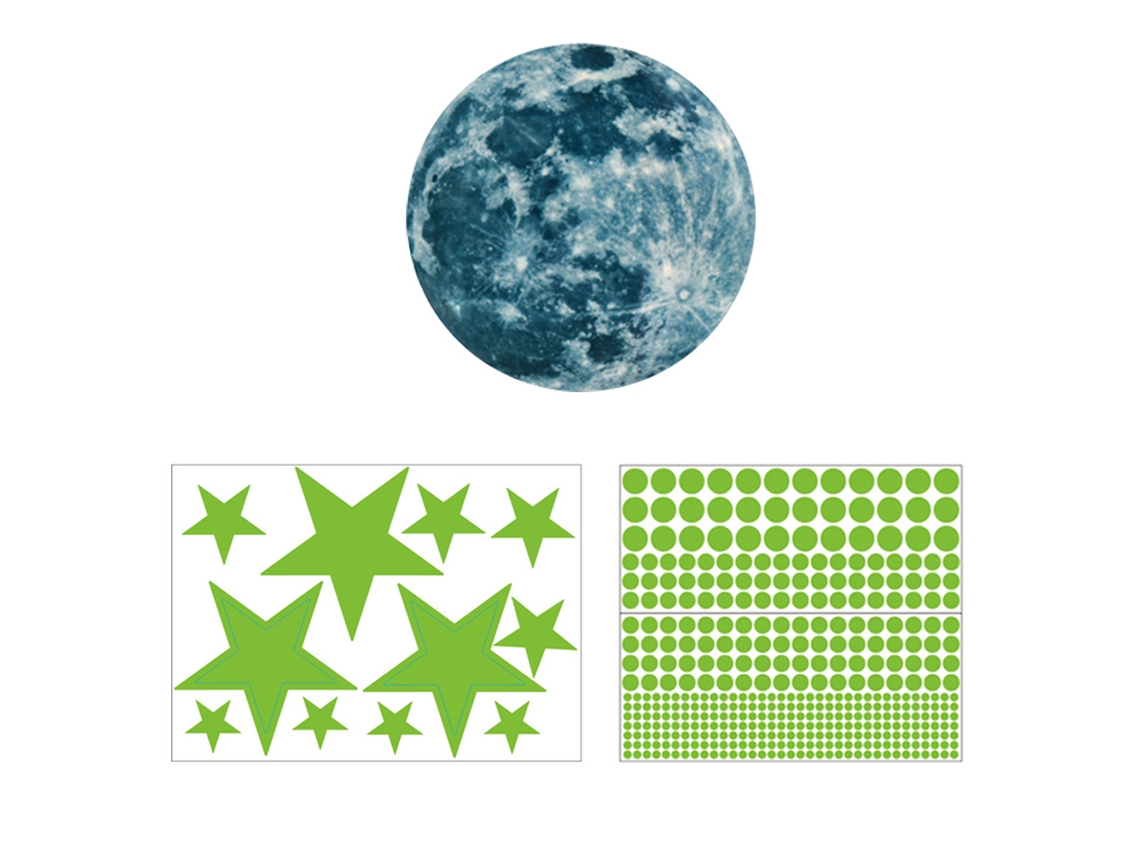 Pegatinas De Pared Luminosas 3d - Luna Y Estrellas - Decorativas Para Habitación Infantil, Guardería Y Techo