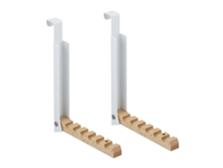 Relaxdays Cabide De Porta Dobrável 2x, Para Pendurar, Gancho Para 6 Cabides, Metal E Madeira, Para Porta De 2 Cm, Branco
