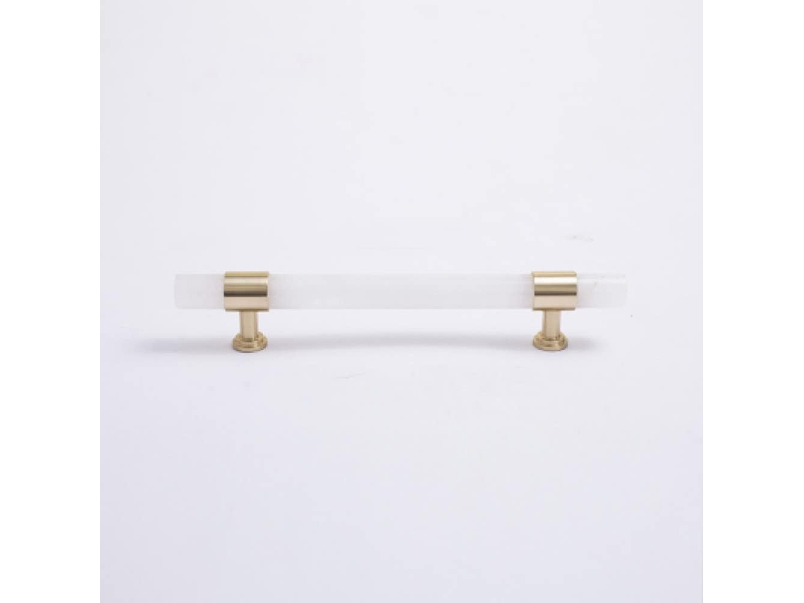 Herrajes Para Puertas De Latón Natural, Cristal Blanco De 128 Mm, Bz