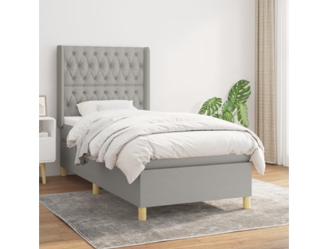 vidaXL Cama con somier y colchón 90x190 cm tela gris claro