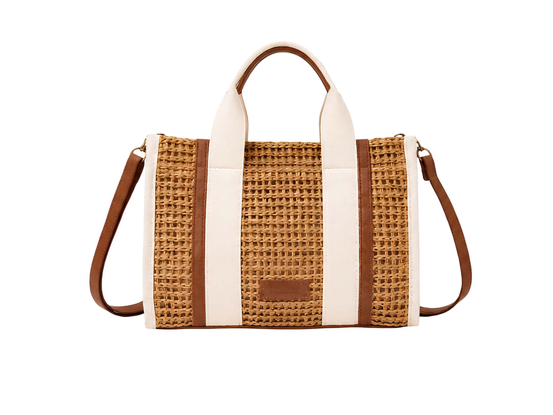Bolso De Mano Cabas Para Mujer Con Estilo Rafia Chic Y Bandolera Extraíble