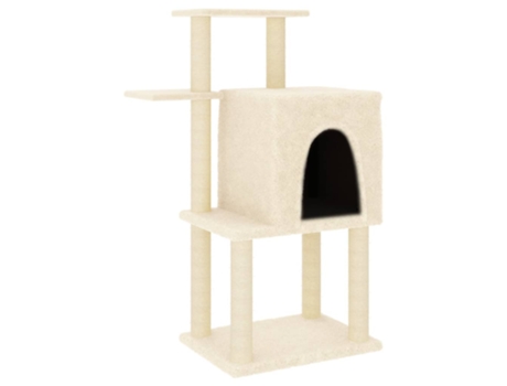 Rascador para gatos con postes de sisal color crema VIDAXL (97 cm)
