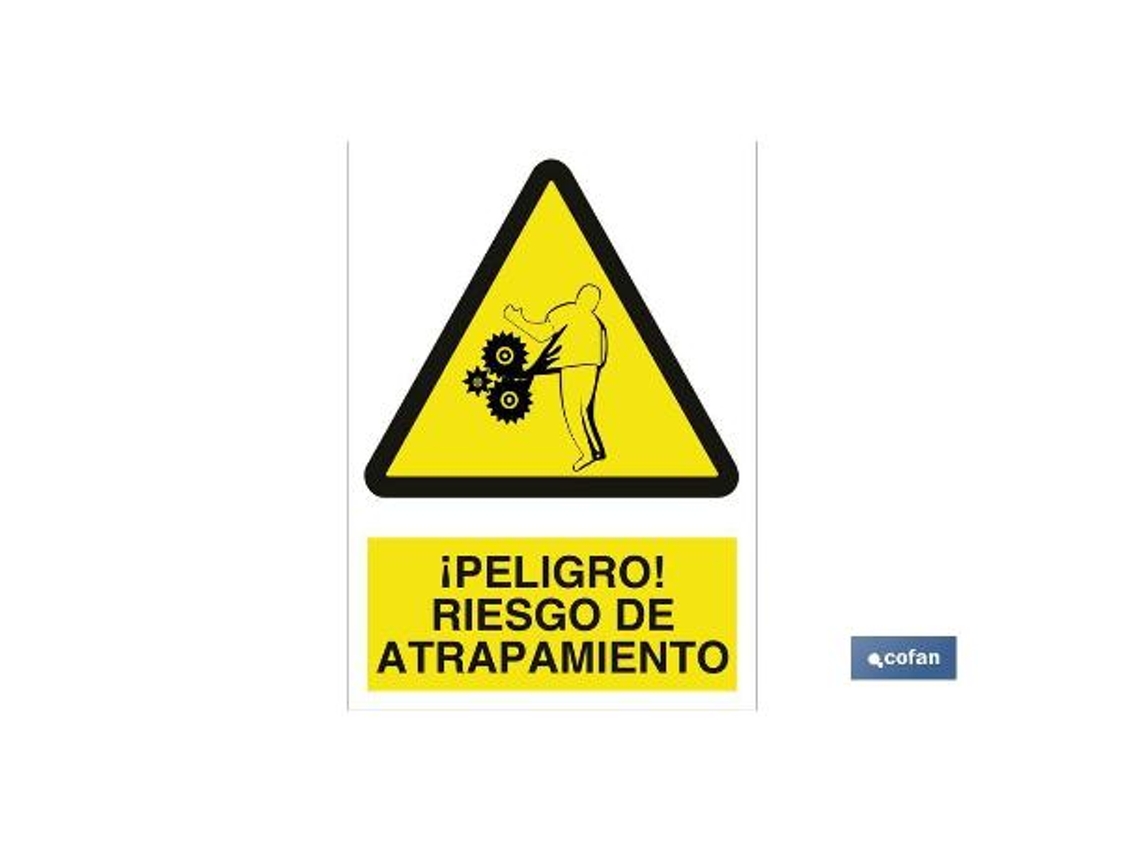 Señal poliestireno 210x148mm. ¡peligro! riesgo de atrapamiento