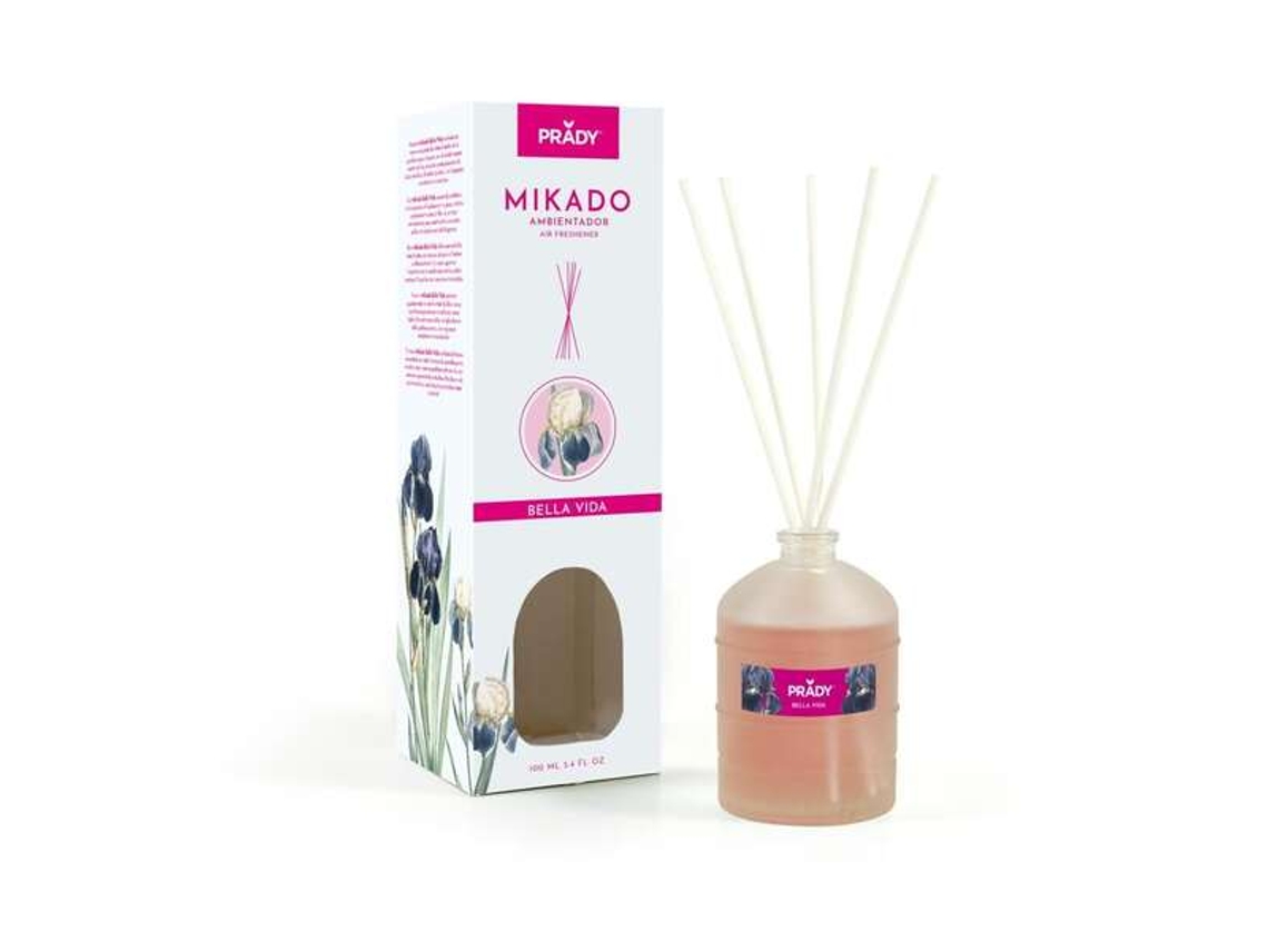 Ambientador Mikado Belle Epoque Botella de Cristal 100ml y Varillas Difusoras Prady