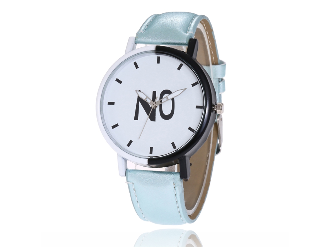Reloj De Pulsera De Cuarzo Para Parejas Con Correa De Piel Sintética, Estilo Sencillo, Esfera Redonda Azul Claro.