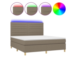 Maison Exclusive - Cama Box Spring Colchón Y Luces Led Tela Gris Taupe 180x200 Cm