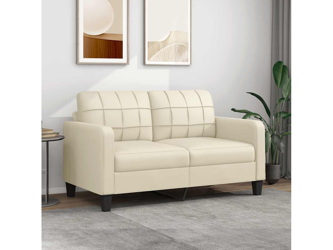 Sofá 2 plazas 140 cm Piel sintética color crema