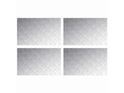 Taburete rectangular, 4 piezas, plateado, 80 x 50 cm, aluminio, EXCLUSIVO DE LA CASA