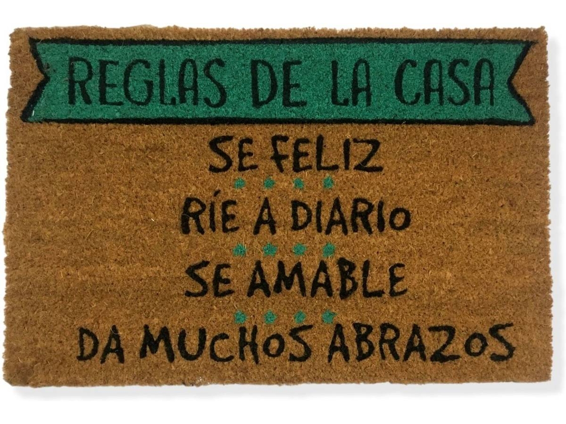 Felpudo KOKO DOORMATS Reglas de la Casa (Castaño - 60 x 40 x 1,50 cm - Fibra de Coco y PVC)