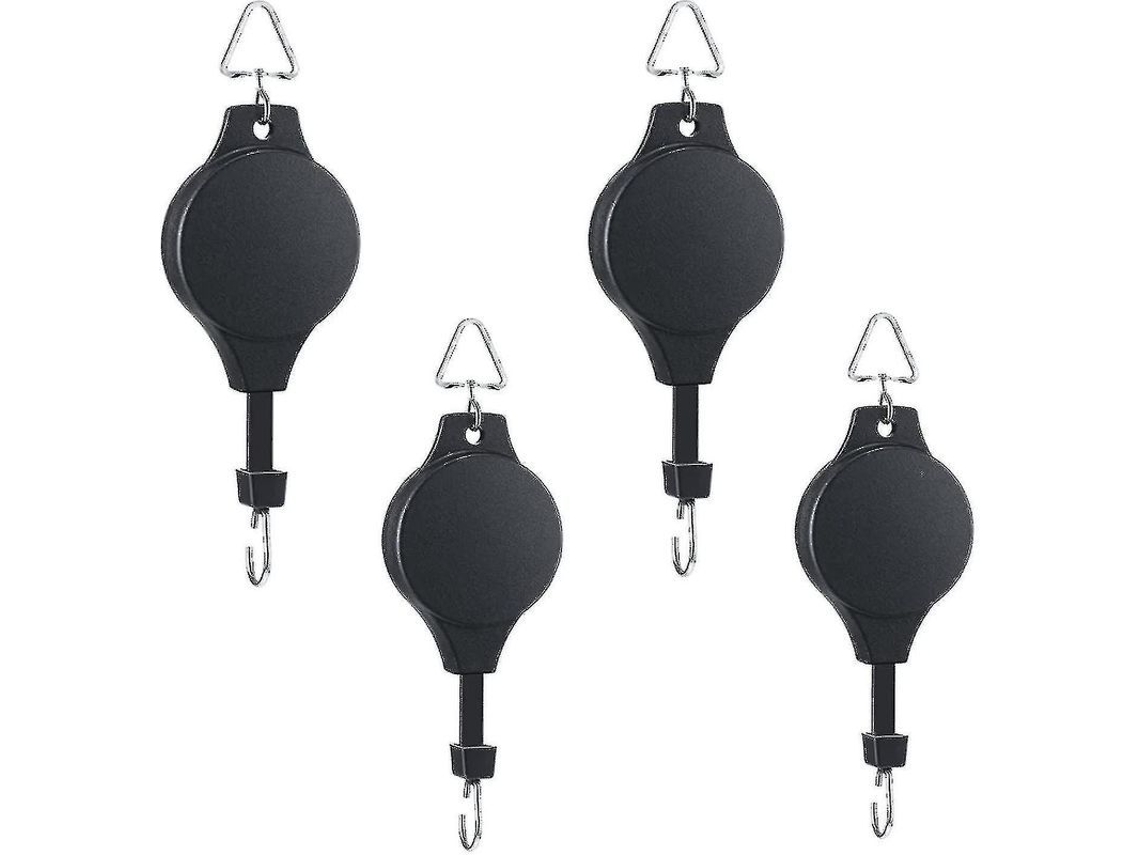Fasst-4 Poleas De Planta Retractables Gancho Ajustable Para Macetas Colgantes Jardín Canastas Y Comederos De Aves