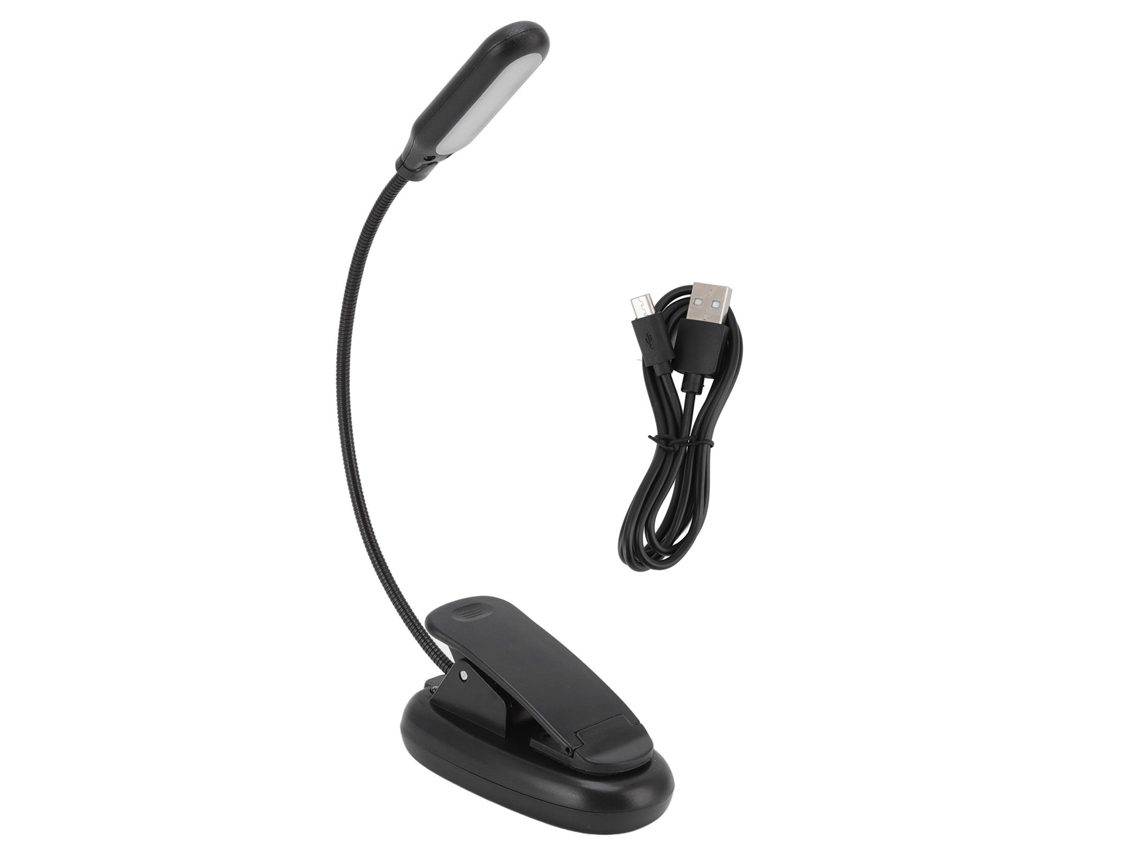 Lámpara De Mesa Led Con Clip, Recargable Por Usb, Control Mediante Botón Superior Y 3 Fuentes Luz.