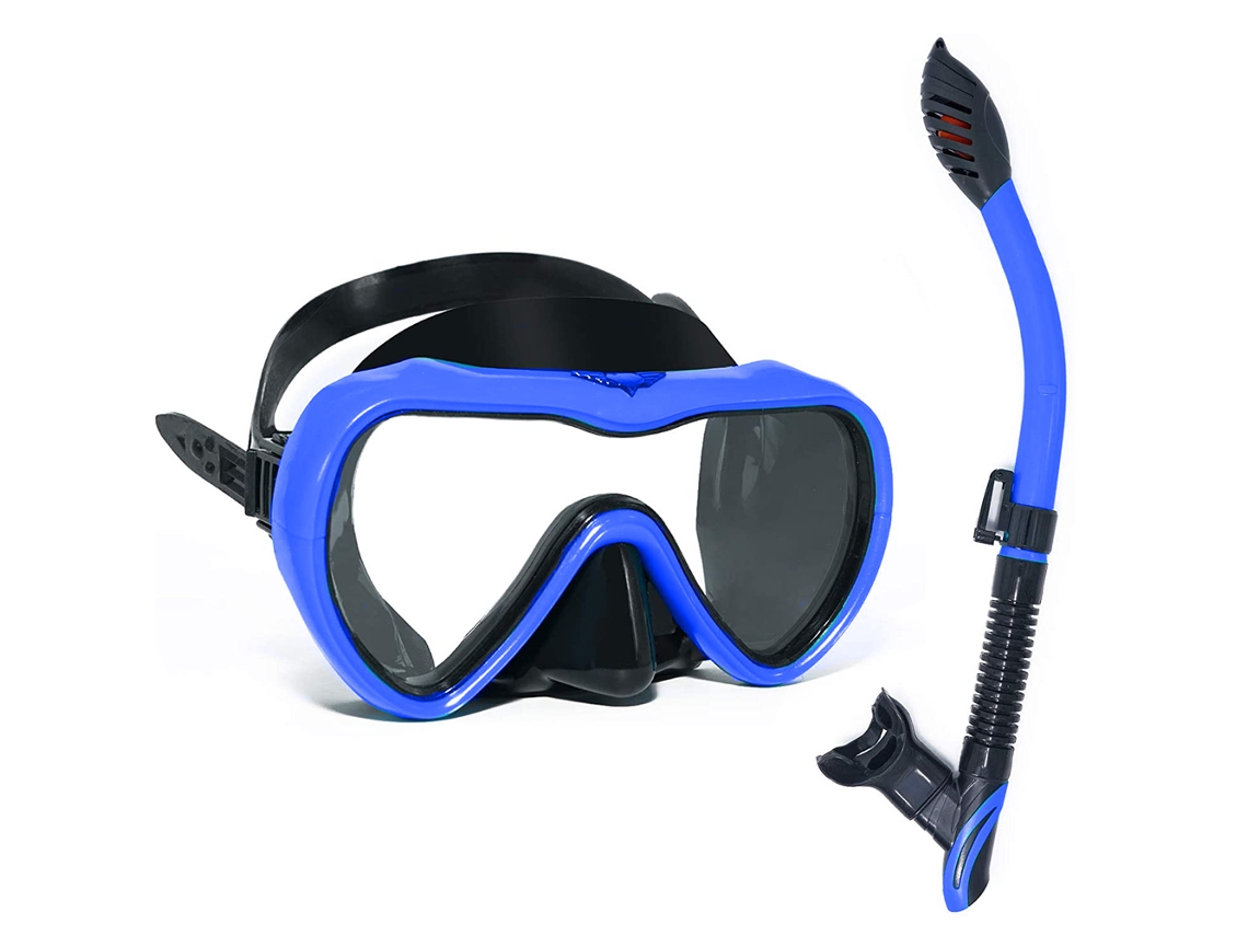 HYMNORA Máscara de Snorkel Juego de Equipo de Snorkeling – Set Seco con Máscara para Niños y Adultos Visión Submarina con Bolsa de Malla, Equipo de Entrenamie