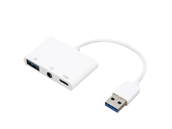 Adaptador De Cargador De Auriculares Multifuncional 3 En 1 Usb 3.0 A 3,5 Mm, Usb-c, Abs Blanco