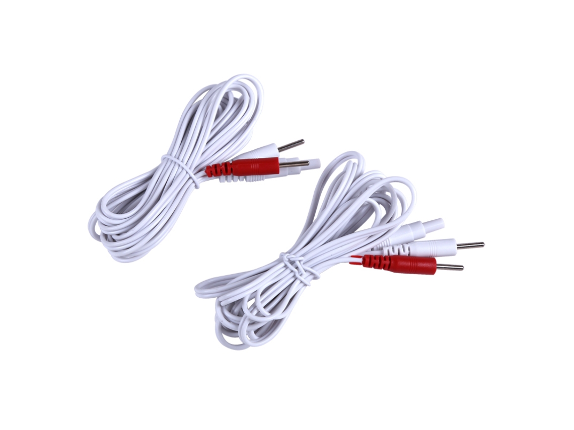 (2 Cables De Electrodos Para Masajeador Muscular Con Dos Agujas Blancas) Instrumento Terapéutico Digital