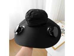 Sombrero Con Ventilador Solar (redondo Negro), Recargable, Parasol Para Pesca Al Aire Libre Y Protección Solar.