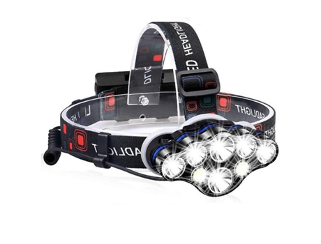 Potente linterna frontal impermeable de 8 LED recargable por USB negra BISBISOUS VIGA EUROPE