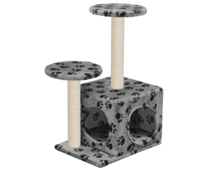 vidaXL Rascador para gatos con poste de sisal 60 cm huellas gris