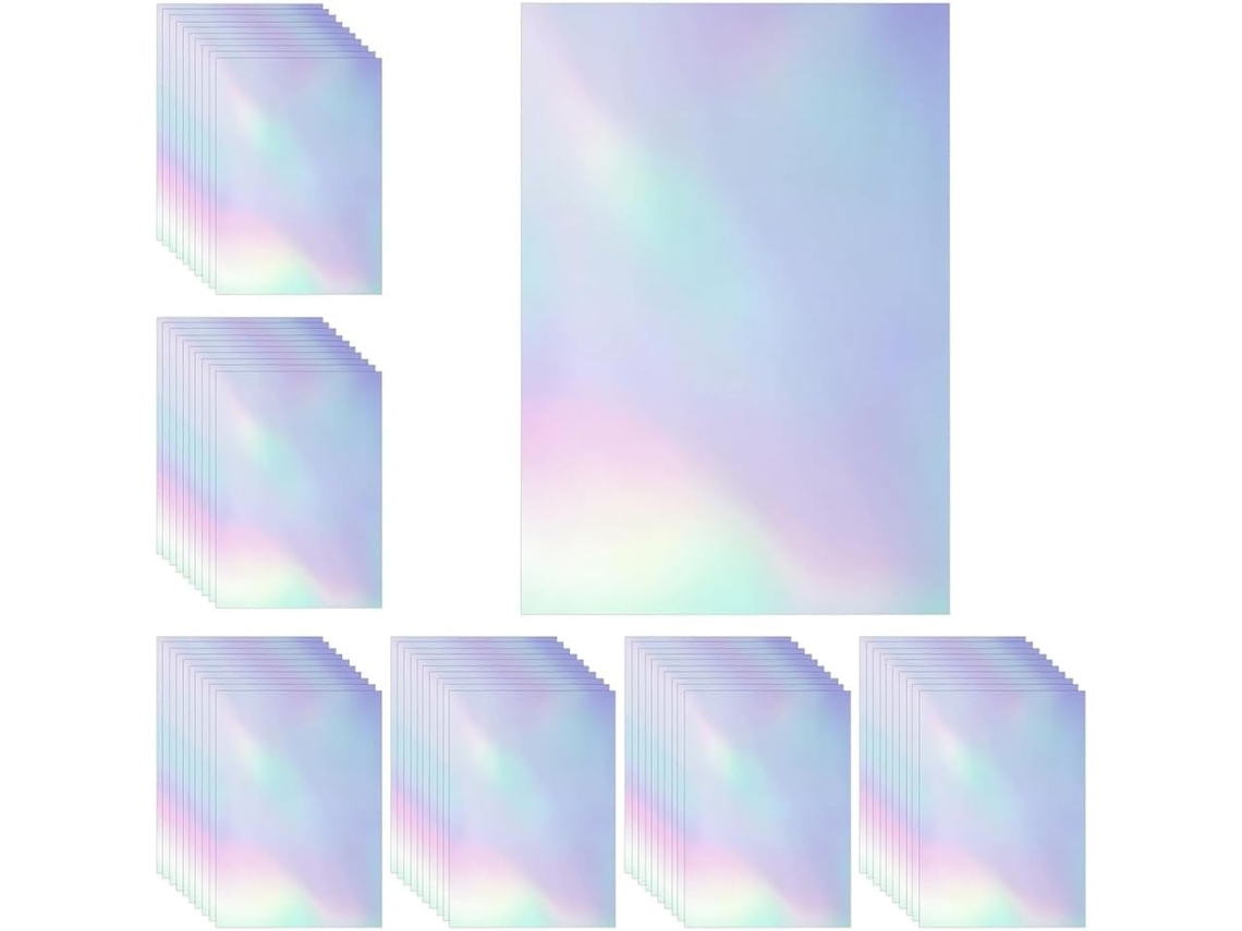 60 Hojas De Papel Holográfico Laminado Transparente Para Pegatinas.