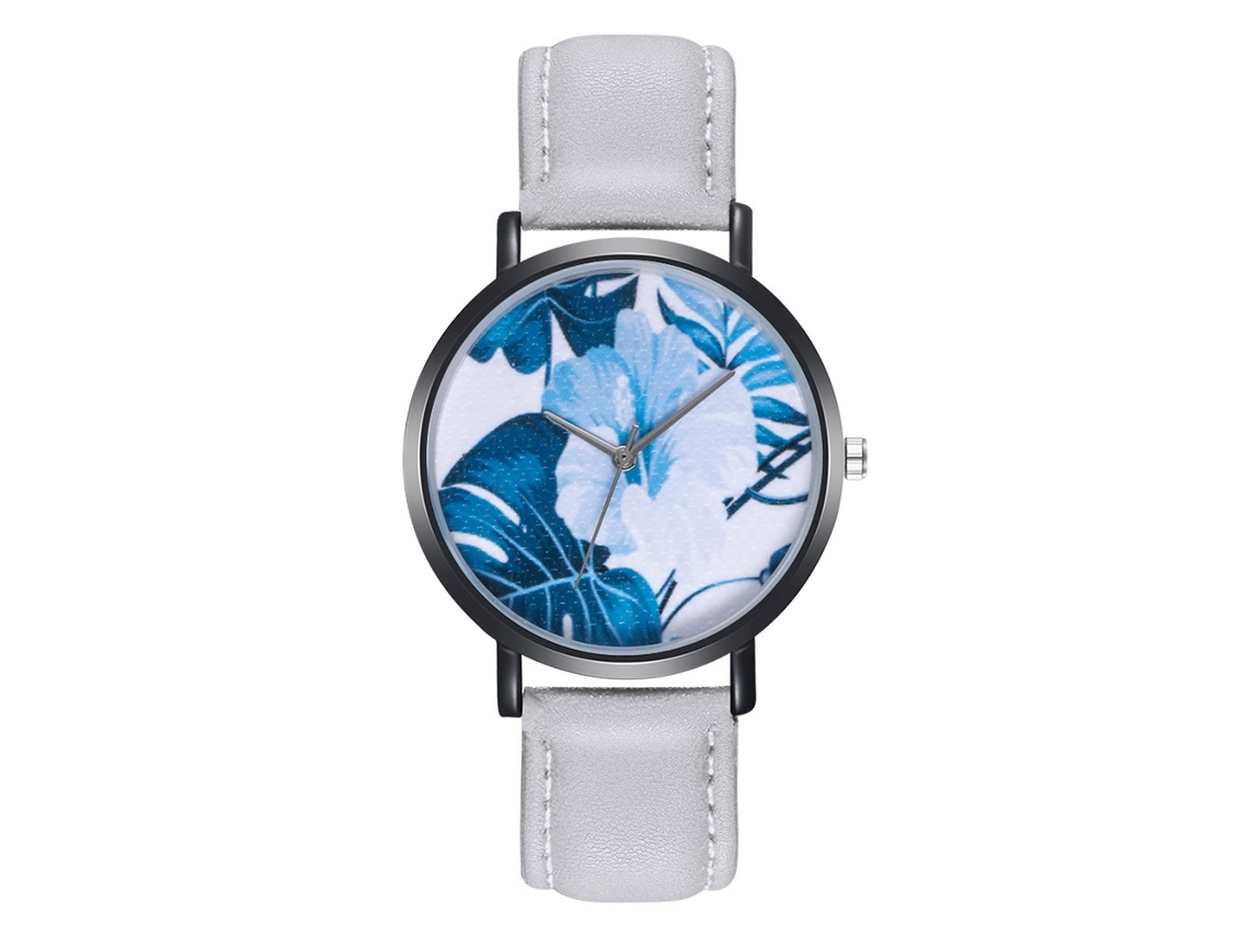 Reloj De Cuarzo Preciso Con Correa De Cuero Real Para Jovenes Mujeres - Gris