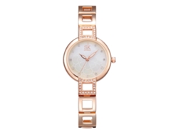 Reloj De Cuarzo Para Mujer Con Correa De Aleación Y Diamantes De Imitación, Resistente Al Agua Hasta 3 Atm (dorado).