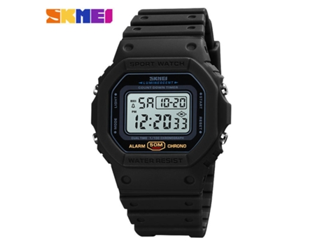 Hombres Mujeres Relojes deportivos al aire libre LED cuadrado electrónico impermeable reloj de pulsera-máquina blanca negra LUUCOZK