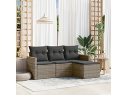 Conjunto de sofás de jardín de 4 piezas DKD Home Decor con cojines de mimbre gris