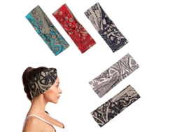 Diadema Cruzada Bohemia De Algodón Elástico Negro Para Yoga Y Uso Diario.