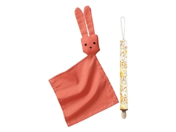 Toalla calmante para bebé, babero, pinza para chupete, cadena, conejito para muñeca, toalla facial roja óxido, GIECY