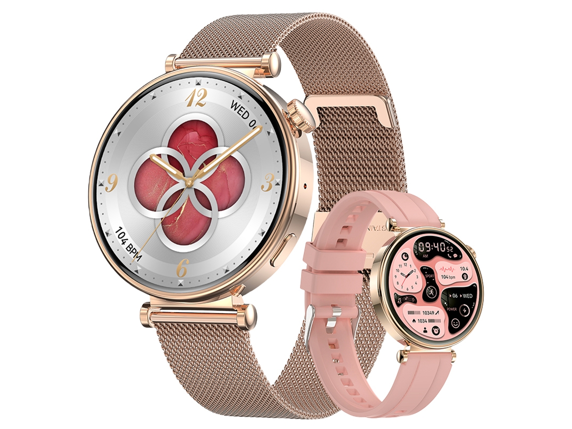 Reloj inteligente Mdug con pantalla AMOLED de 1,32 pulgadas (correa de acero gris)