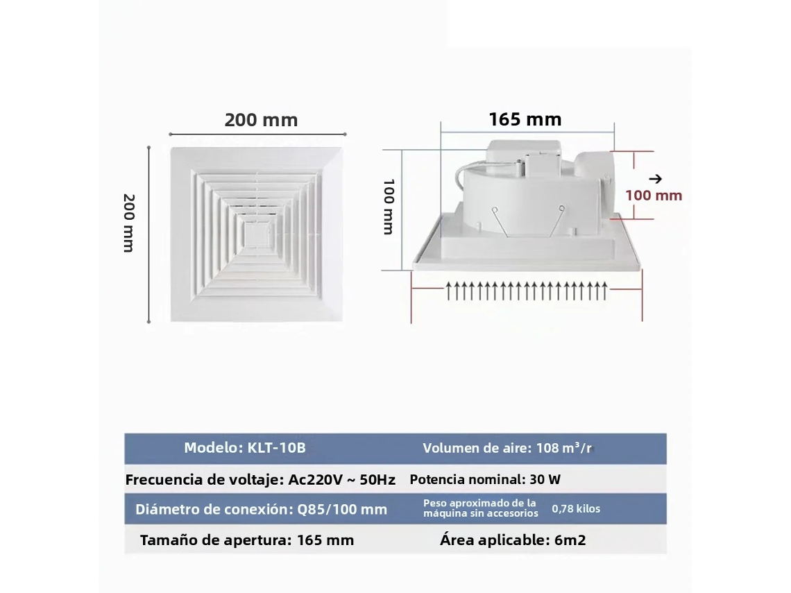 Ventilador De Techo De 6 Pulgadas Diseñado Específicamente Para Cocinas Y Baños, Con Gran Volumen De Aire Y Fuerte Succión.