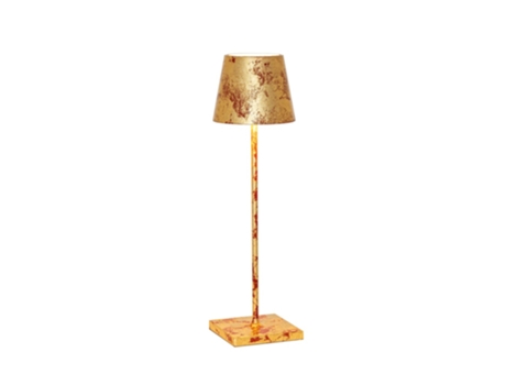 Lámpara de Mesa Poldina Pro Led Roja Pan de Oro Craquelè recargable y regulable ZAFFERANO