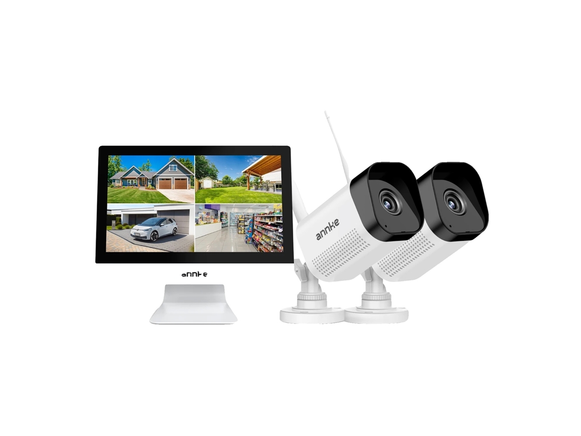 Cámara de seguridad, resolución de 8 MP, visión nocturna de hasta 30 metros, 2 cámaras de 8 MP.