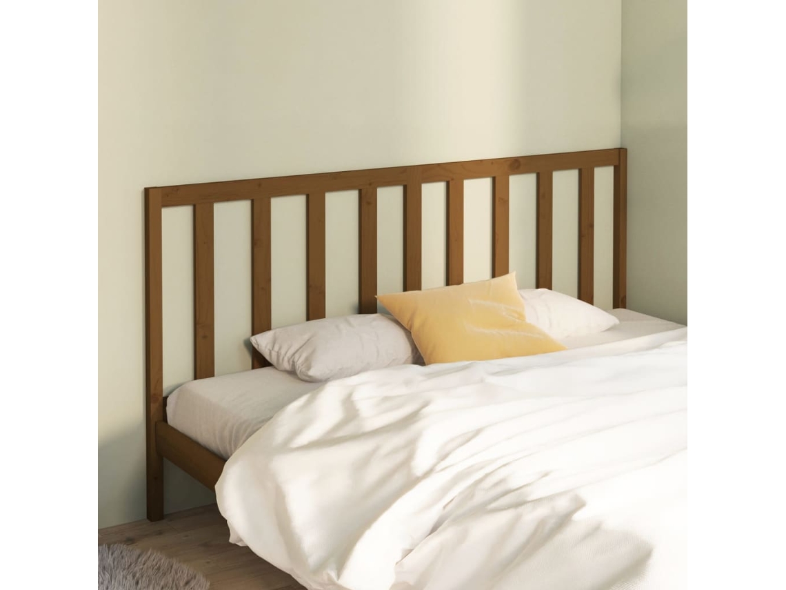 Cabecero De Cama Madera Maciza De Pino Marrón Miel 186x4x100 Cm