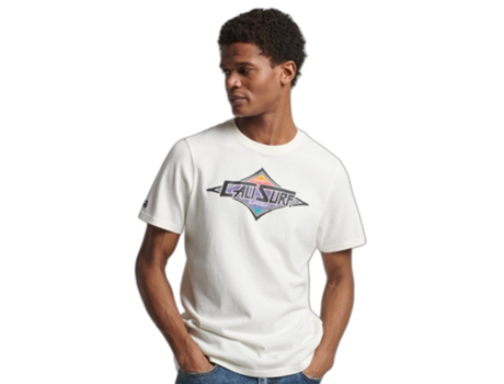 Camiseta para Hombre SUPERDRY (S - Algodón - Blanco)
